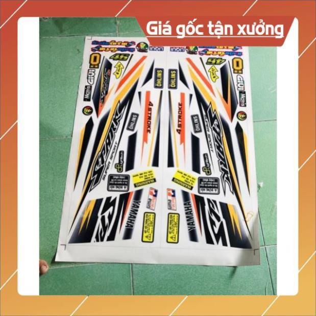 Tem rời sirius spark in trong dán xe trắng hoặc bạc