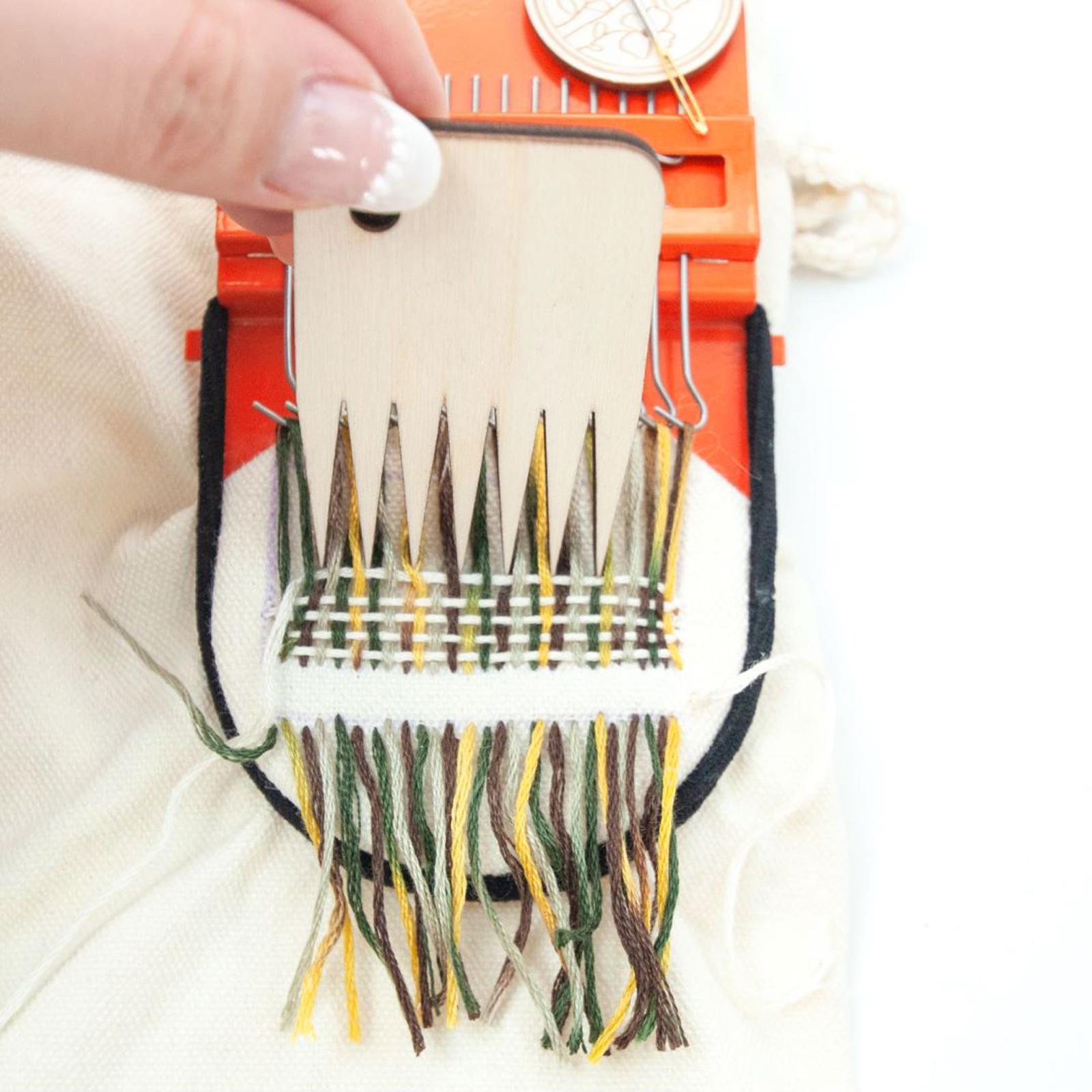 Darning Knitting 12Hooks Portable Mini Durable with Wooden Disc Weave Tool for Beginners