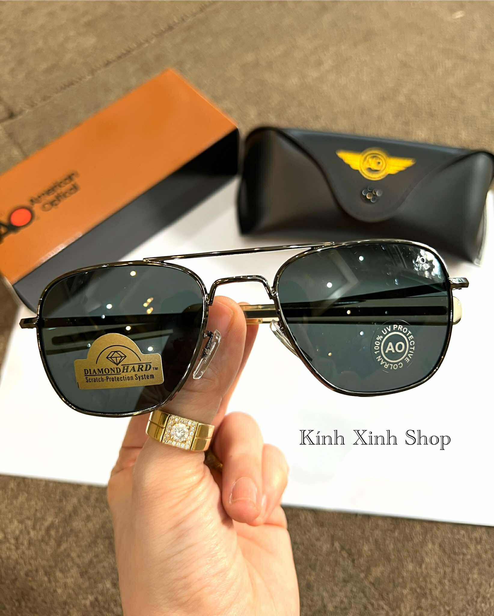 Kính râm nam Cơn Ao Mắt thủy tinh cường lực chống nắng thời trang phi công