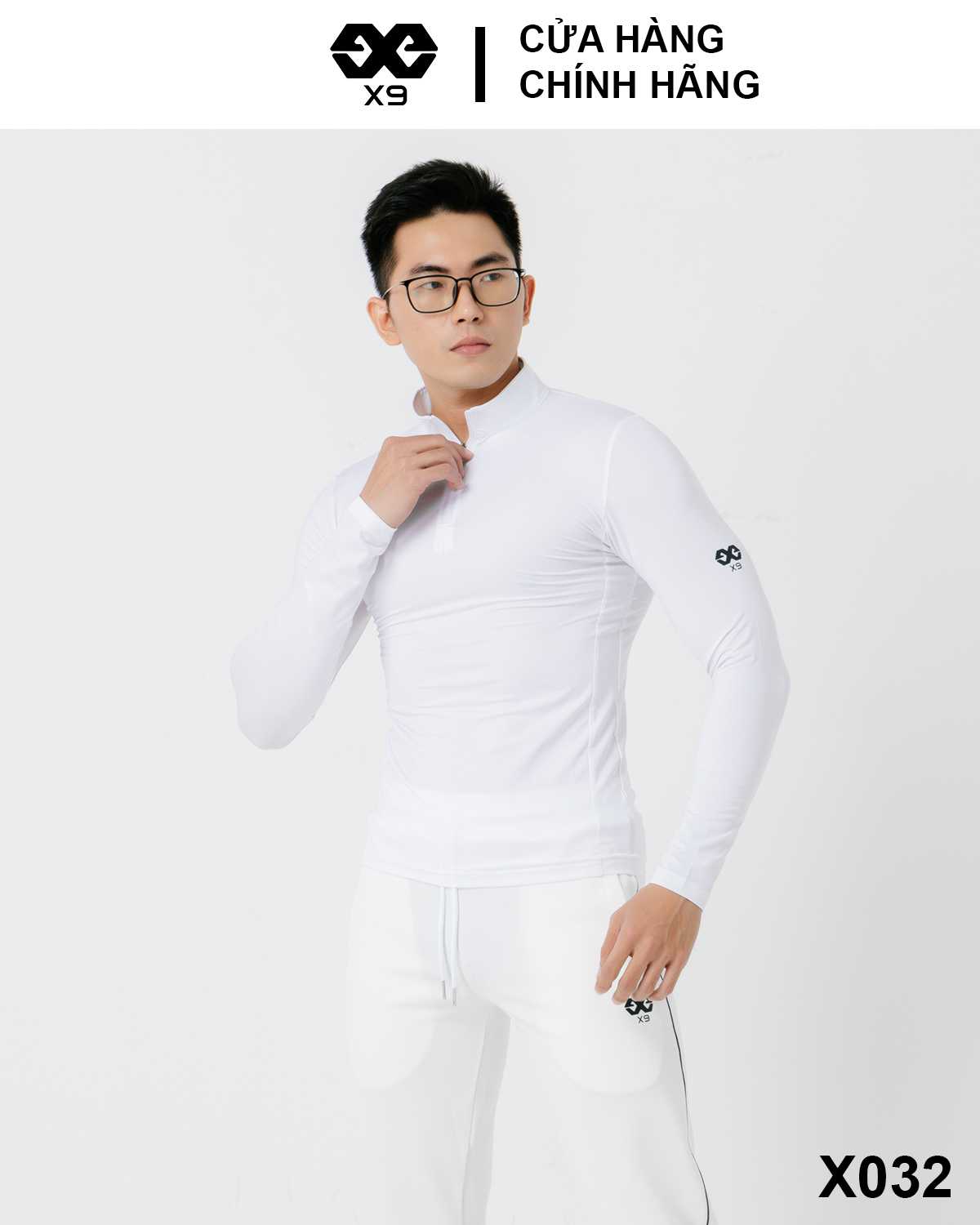 Áo Thun Dài Tay Nam Cổ Trụ Khóa Kéo Giữ Nhiệt Tập Gym Thể Thao Chạy Bộ - X9 Sportswear - X032