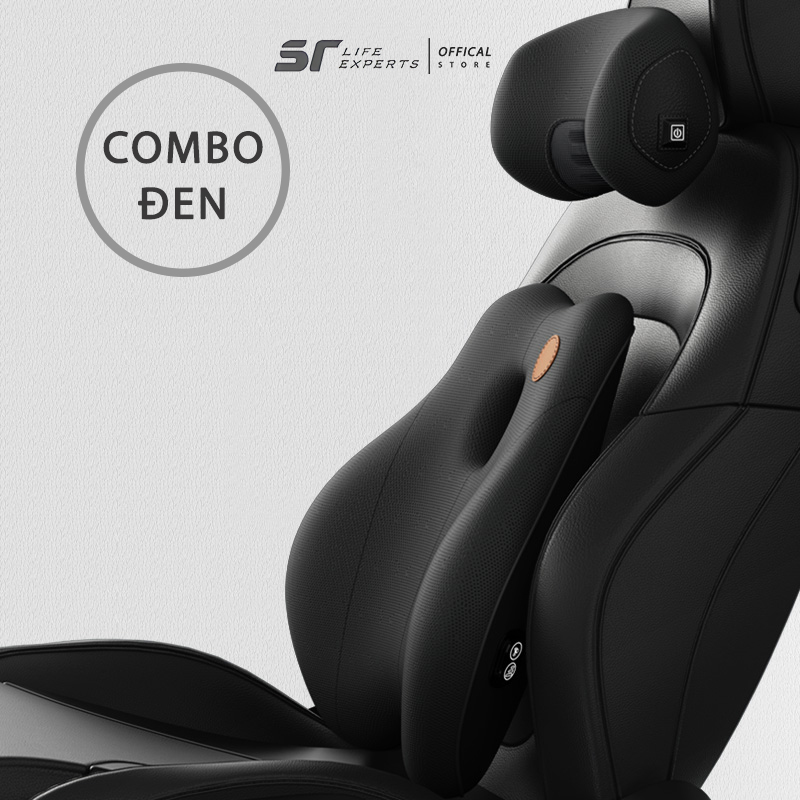Combo Gối Tựa Đầu Và Tựa Lưng Ô Tô Tích Hợp Massage 6 Chế Độ, Gối Tựa Cao Su Non, Giảm Đau Mỏi Cổ Vai Cột Sống - Sairui