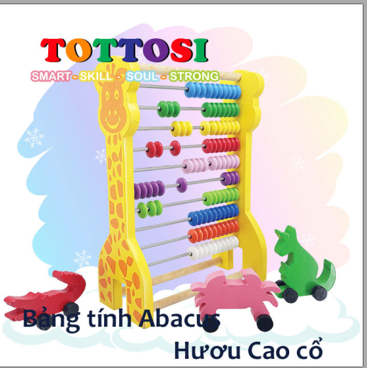 Đồ chơi gỗ Tottosi - Bàn tính Abacus Hươu cao cổ giúp bé học đếm - Từ 3 tuổi trở lên