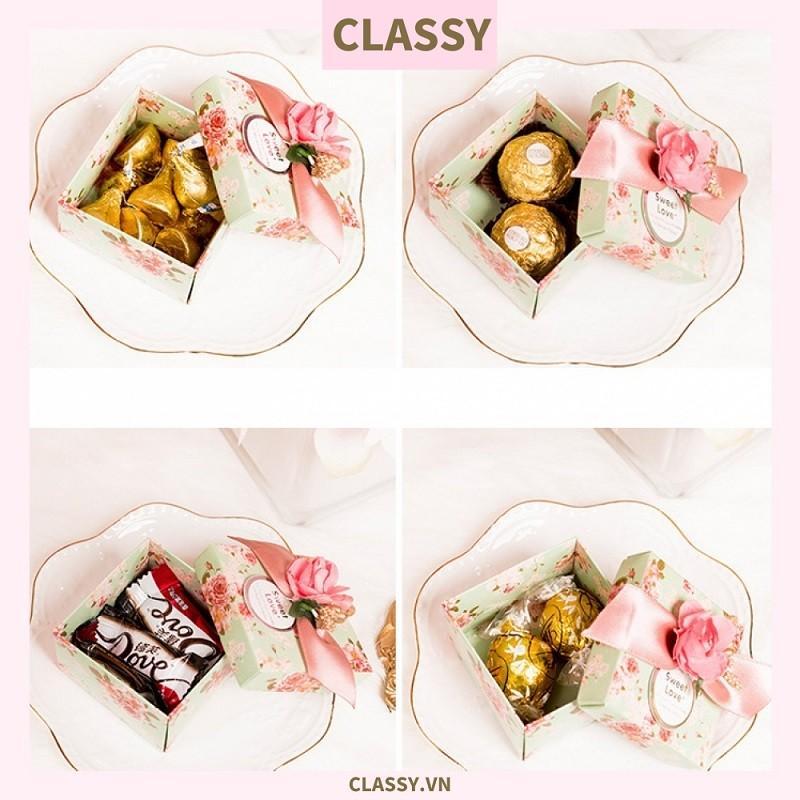 Hộp quà tặng Classy cỡ lớn gắn hoa gắn nơ sang trọng PK1381
