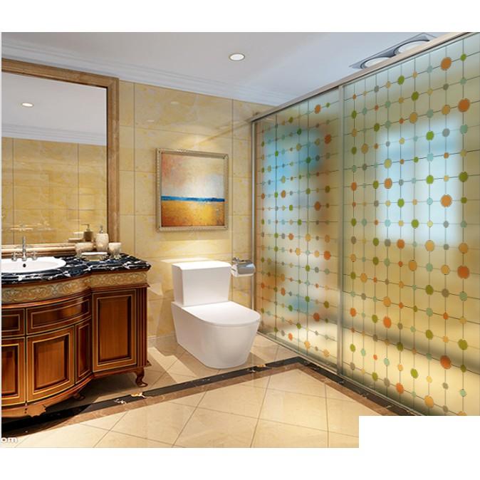 Decal dán kính cao cấp - họa tiết Vòng tròn nhỏ lớn nối nhau nhiều màu