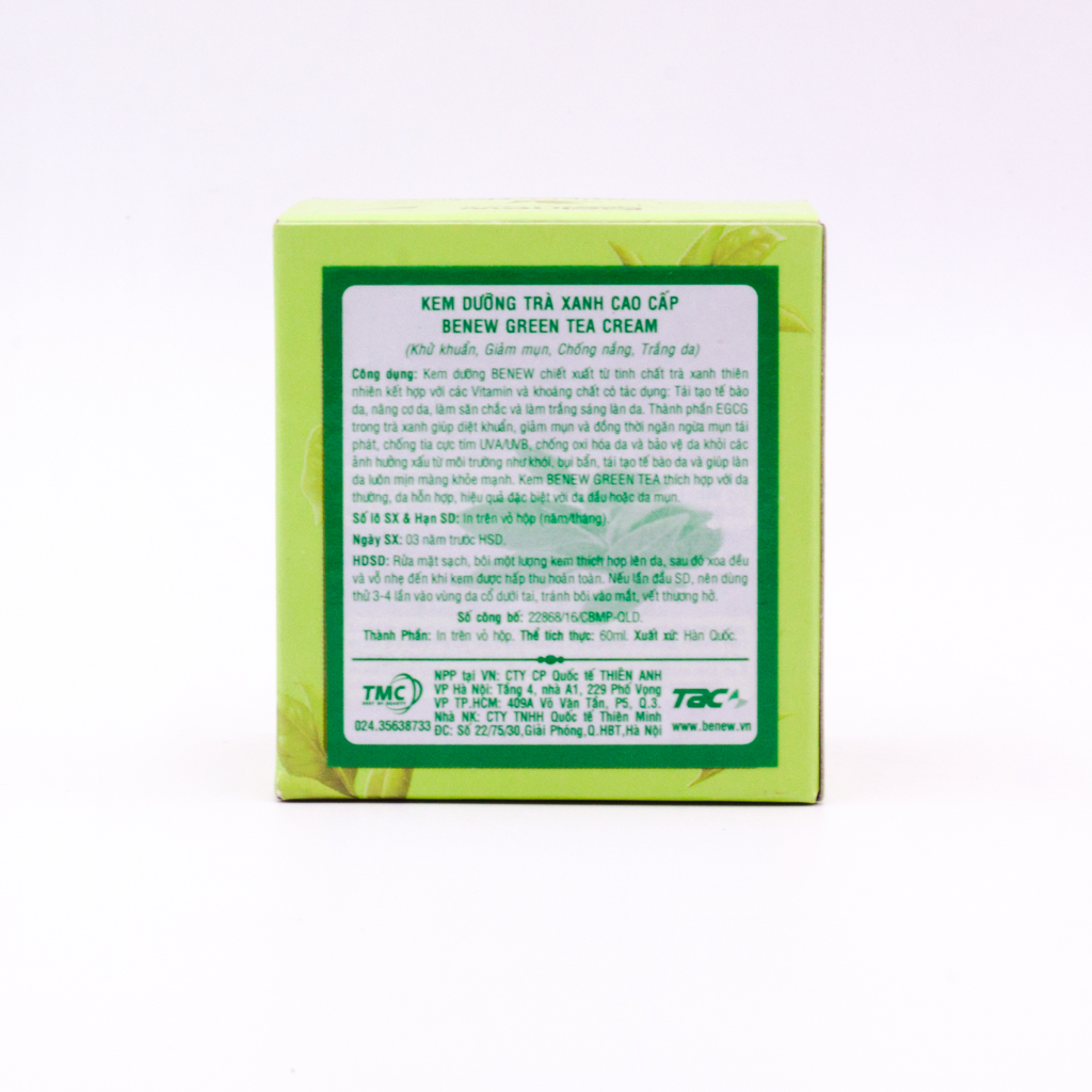 Kem dưỡng ẩm, trắng da Trà xanh Hàn Quốc Benew Green Tea