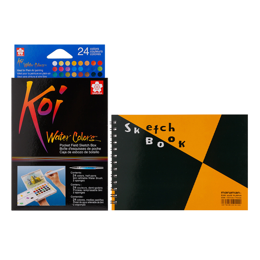 Màu Nước Nén Koi Water Colors Sakura 24 Màu - Tặng Sổ Sketch Book