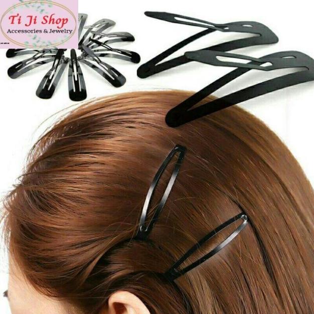 Kẹp mái trơn màu đen