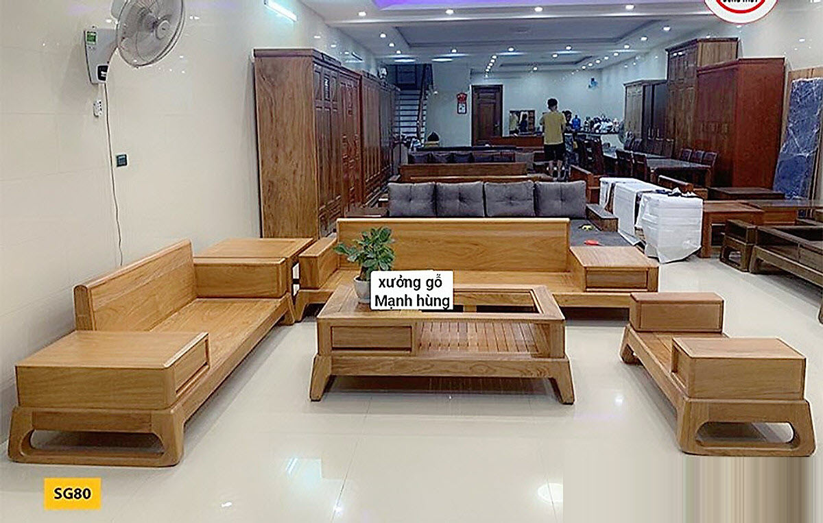 Bộ sofa gỗ gõ đỏ sai lớn 2 văng