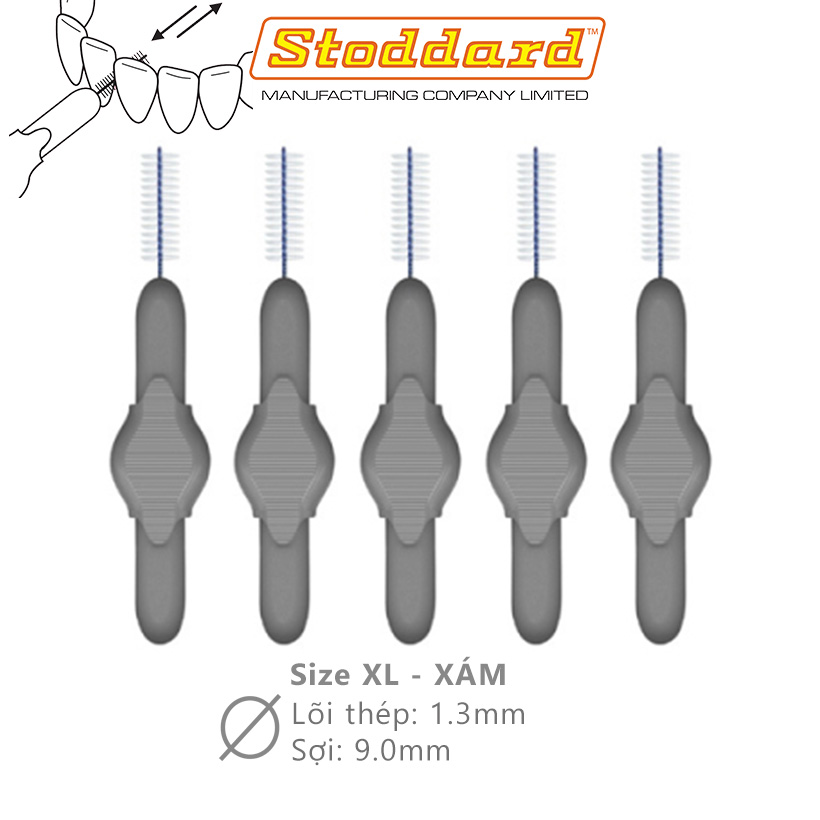 Bộ 6 cây bàn chải kẽ răng Stoddard từ 0.6 đến 1.2mm - UK