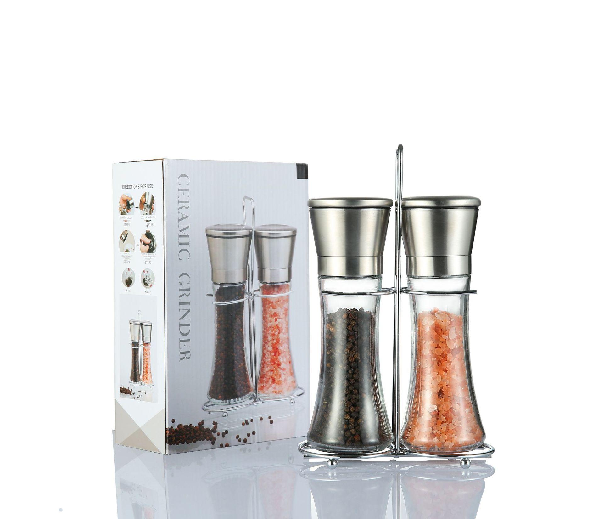 Muối Và Tiêu Bộ Máy Mài Có Chân Đế Thép Không Gỉ & Kính Có Thể Điều Chỉnh Bằng Tay Cối Xay Tiêu Nấu Ăn Nhà Bếp Dụng Cụ