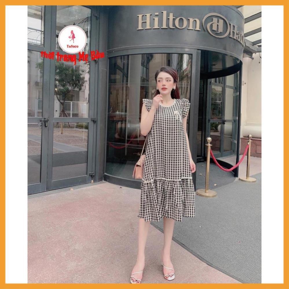 Váy bầu mùa hè caro 45 -70kg. New 3 màu hình thật