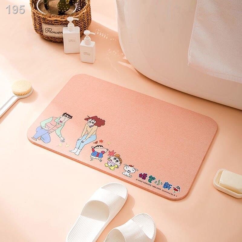 Crayon Shin-chan bùn tảo cát phòng tắm chống trượt điatomaceous đất tự nhiên miếng đệm chân thấm hút và nhanh khô b