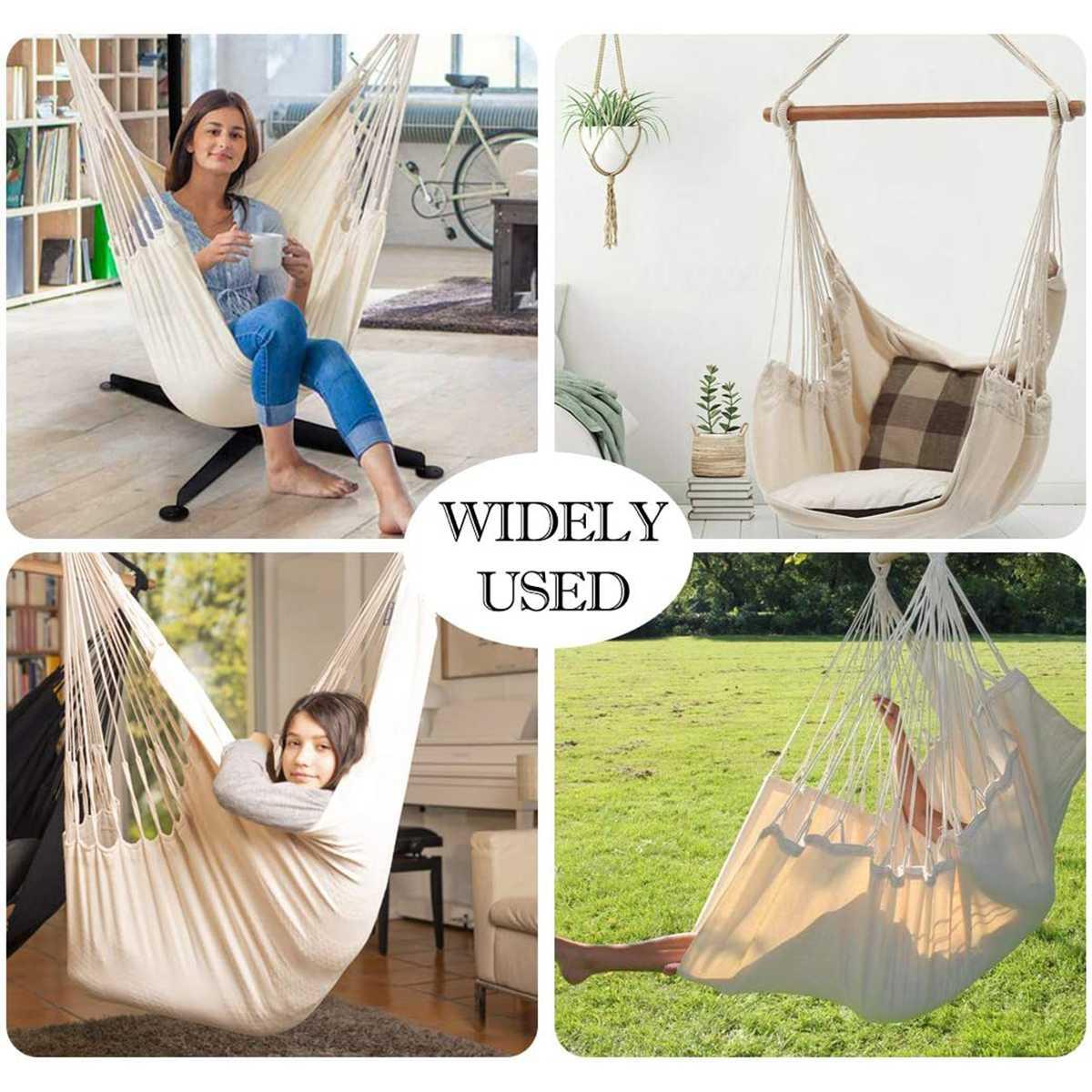Di Động Cotton Dây Lưới ĐẦM TUA RUA Võng Ghế Màu Be Phong Cách Bohemia Treo Móc An Toàn Phòng Ngủ Vườn Cây Treo Ghế