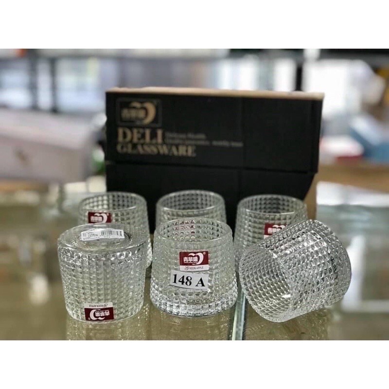 ￼Set 6 ly thuỷ tính, cốc thủy tinh pha lê đế xoay 360 độ, cốc uống rượu tây 180ml wine glass hàng dày - đẹp- sang -xịn