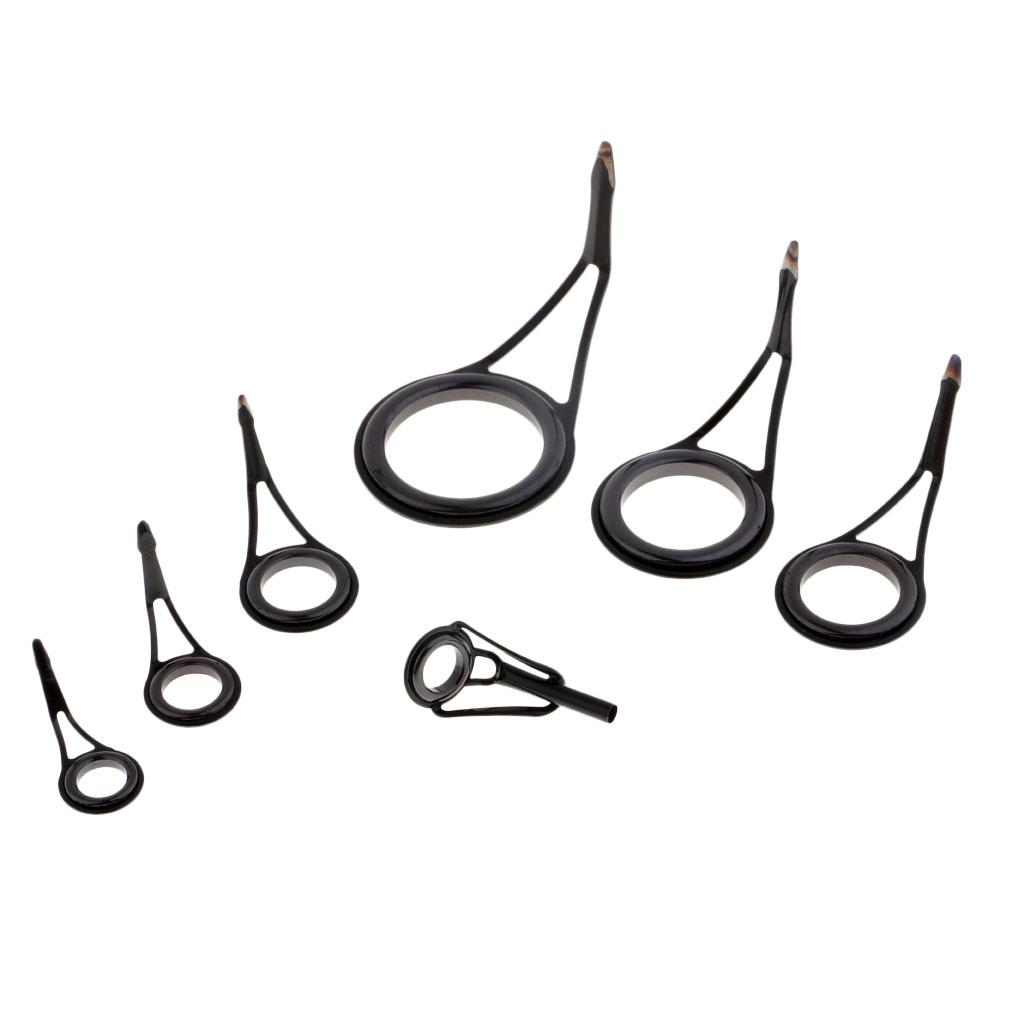 7pcs Fishing Rod Guides Eye Ring DIY Rod Repair Kit