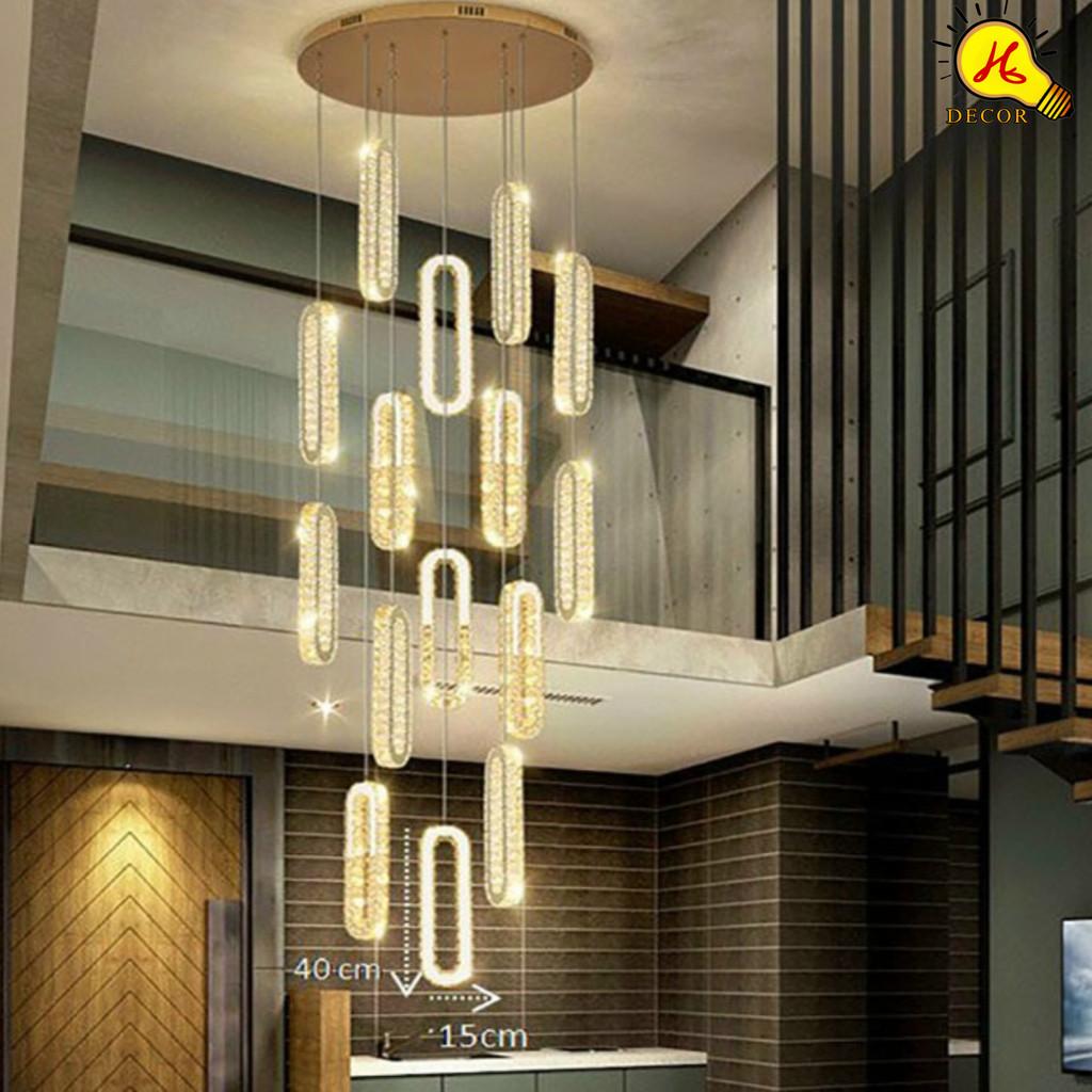 Đèn thả pha lê bàn ăn phòng khách HQ - mã PLT061 - ánh sáng 3 màu điều chỉnh linh hoạt, tiết kiệm điện HQ DECOR (HÀNG NHẬP KHẨU)