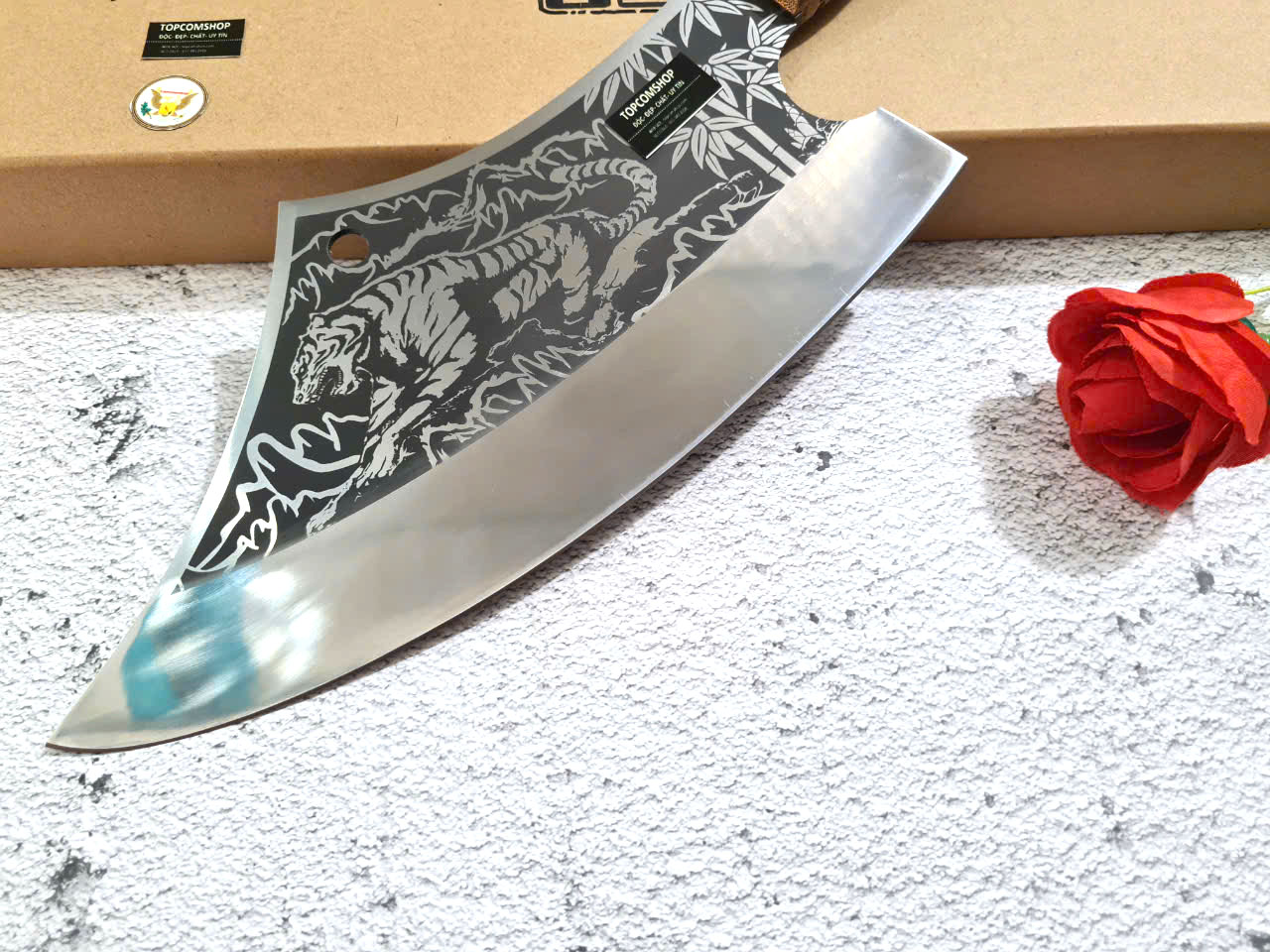 DAO BẾP - DAO THÁI CHẶT HOA VĂN HỔ DT150 ĐỘC 6996 topcomshop vn