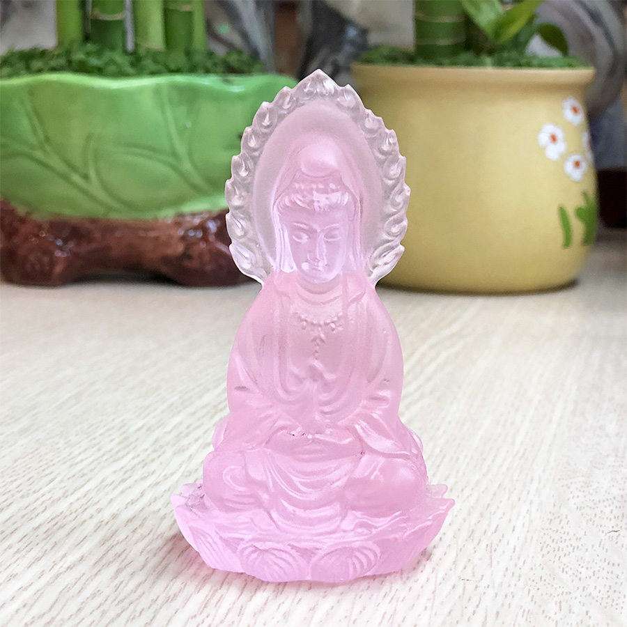 Tượng Phật Bà Quan Âm Lưu Ly Nhiều Màu 9cm