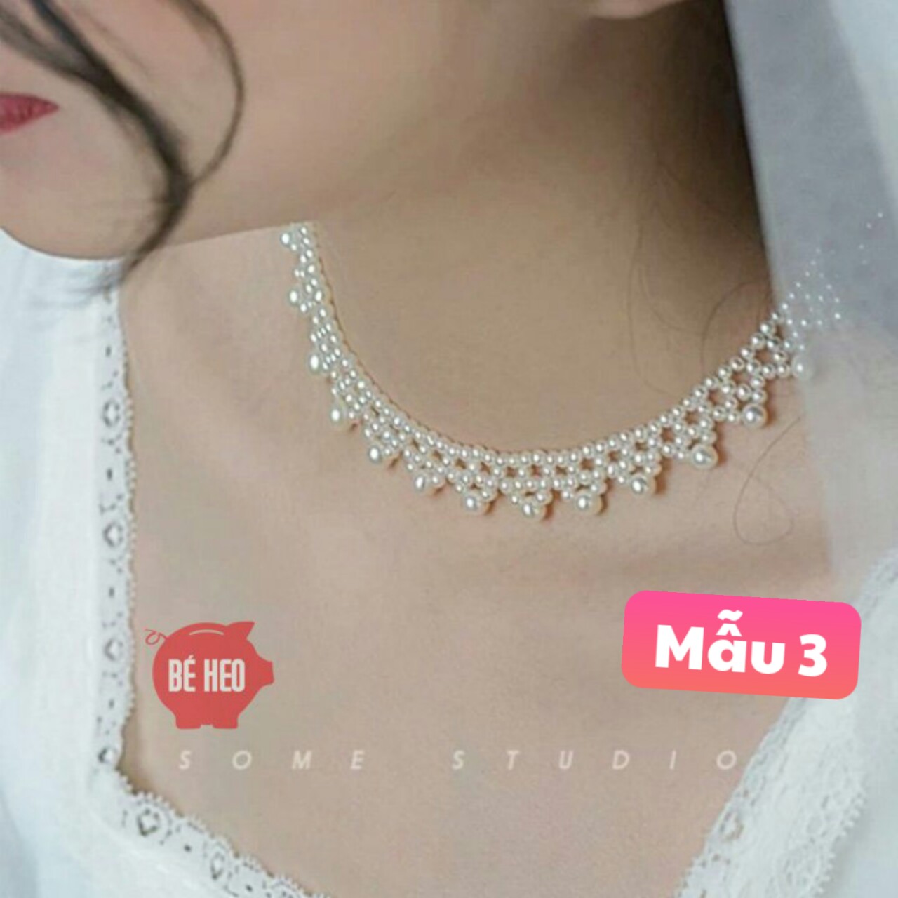 Choker ngọc trai nhân tạo trang sức cô dâu - Trang sức Bé Heo BHDC251