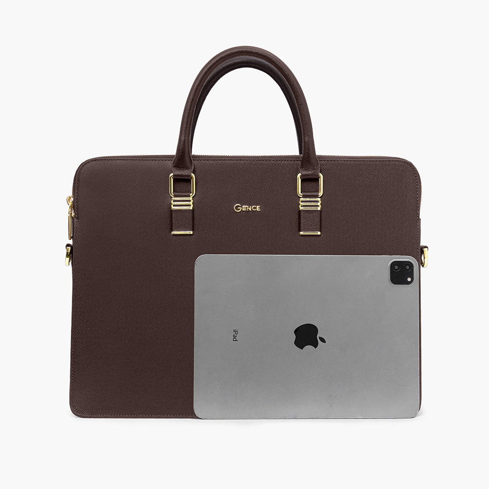 Cặp Da Công Sở Túi Xách Nam Chính Hãng GENCE CDX19 Da Bò Cao Cấp Màu Nâu