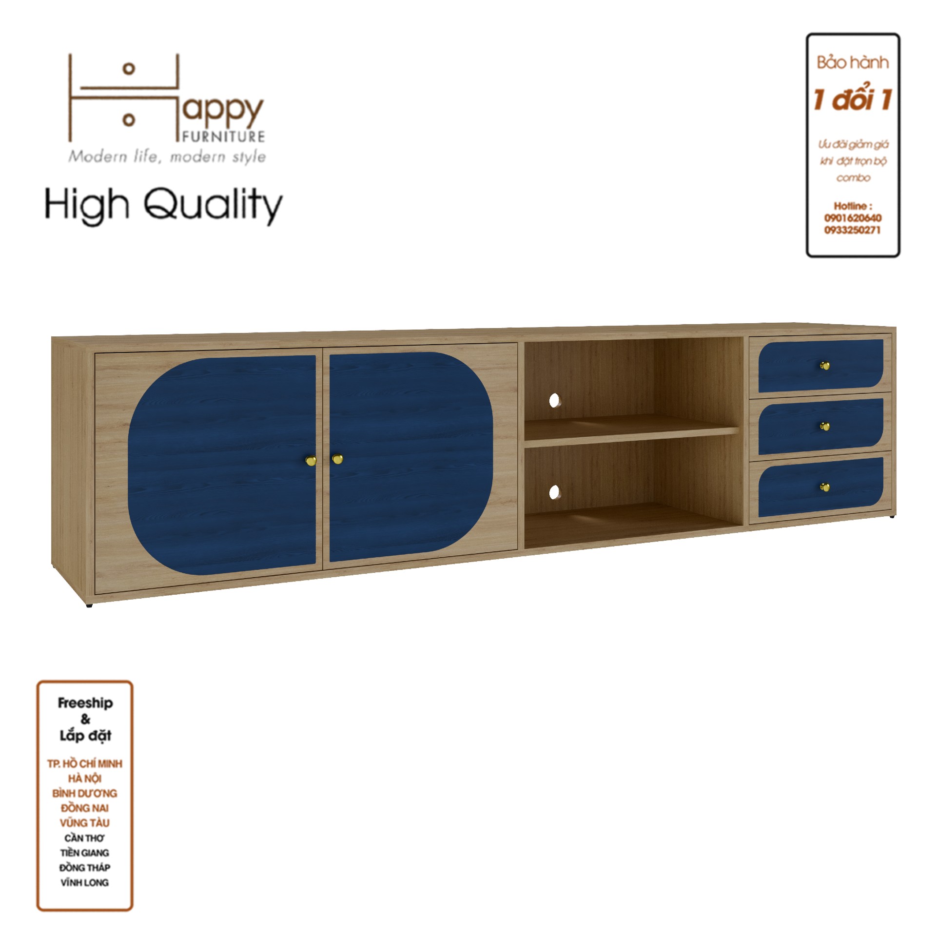 BANA, Kệ TV 2 cửa mở, 220cm x 40cm x 52cm , KTV_031