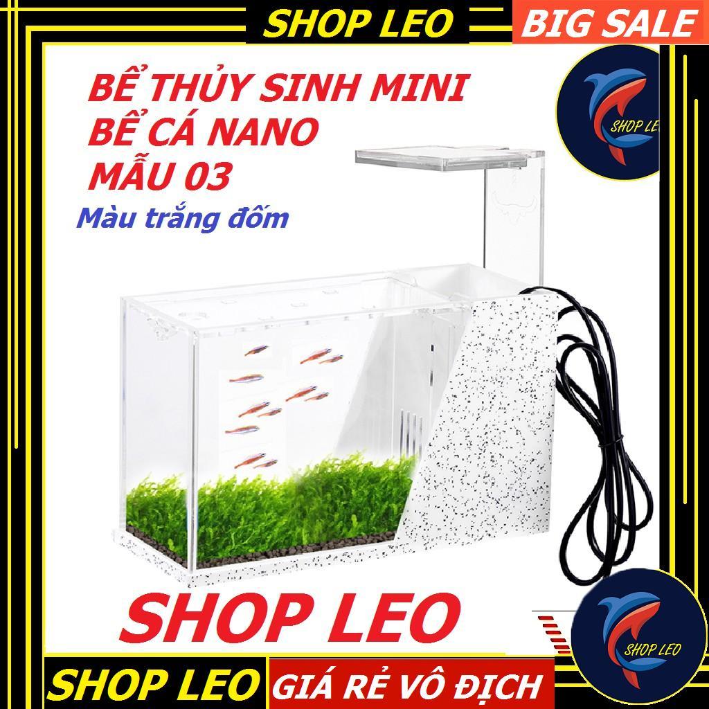 BỂ CÁ THỦY SINH MINI màu trắng đốm- BỂ CÁ ĐỂ BÀN NANO