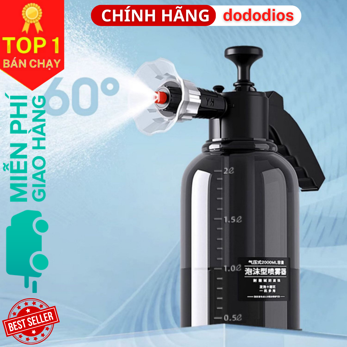 Bình xịt tạo bọt tuyết rửa xe dododios 2L xịt mạnh bọt dầy - Hàng chính hãng dododios