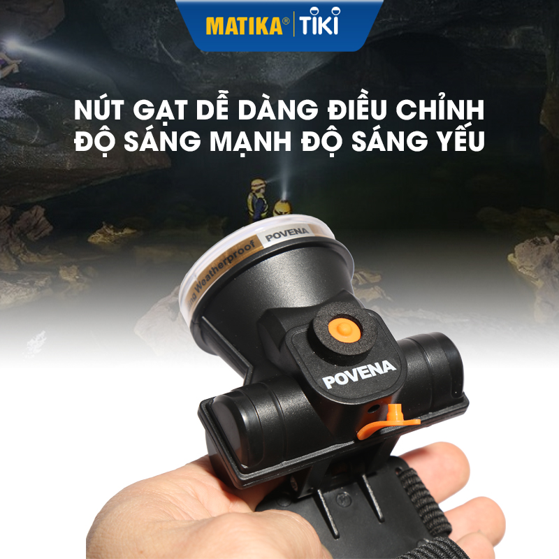 Đèn pin đội đầu POVENA đèn chụp đầu siêu sáng pin 1200AH PVN-RH30