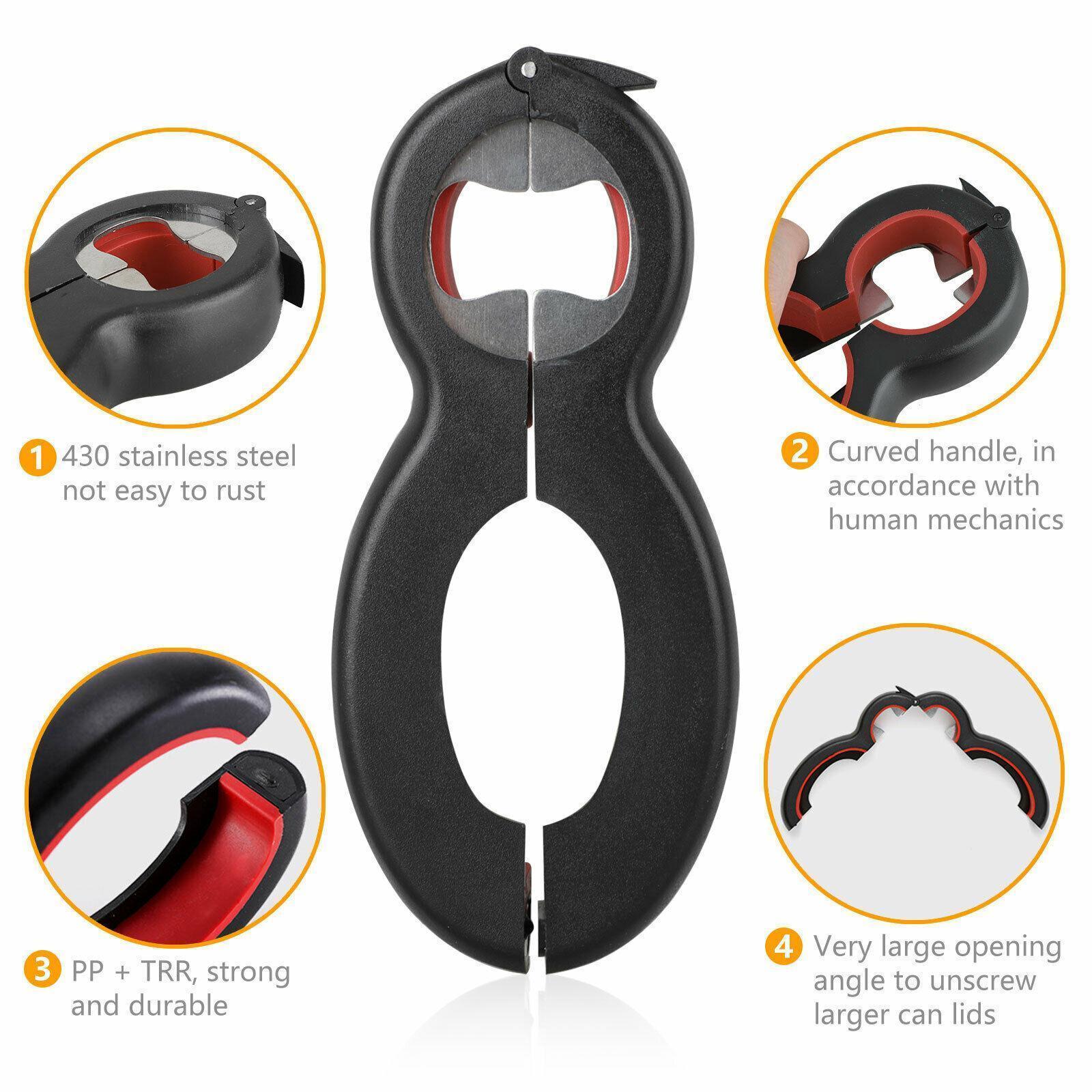 6 in 1 Multi Opener Bottle Cans Opener Kitchen Jar Twist Off  Lid Tool