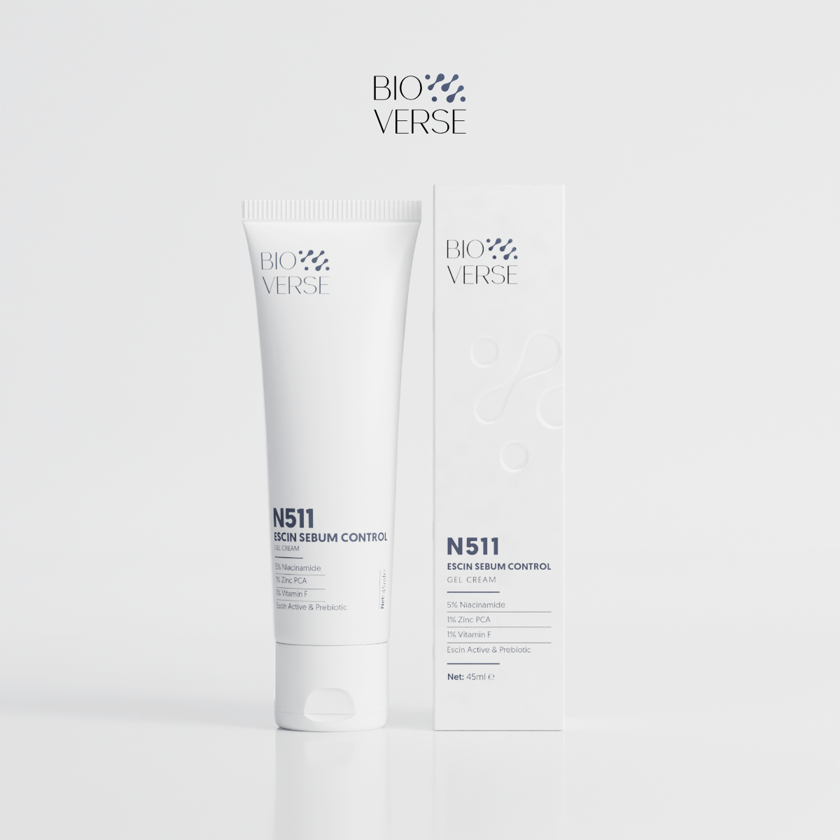 Gel dưỡng ẩm N511 Escin Sebum Control Gel Cream Bioverse hỗ trợ kiểm soát dầu nhờn, làm dịu vùng mụn cho da 45ml