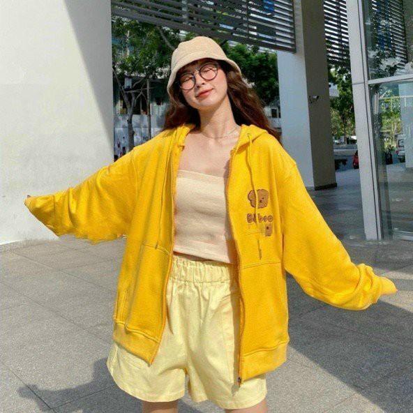 Áo khoác nỉ, áo khoác hoodie nữ THÊU GẤU cực đẹp shopmap