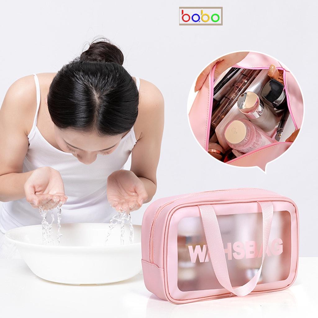 Túi đựng mỹ phẩm du lịch mini trong suốt chống nước washbag đựng đồ trang điểm makeup babo (TB22)