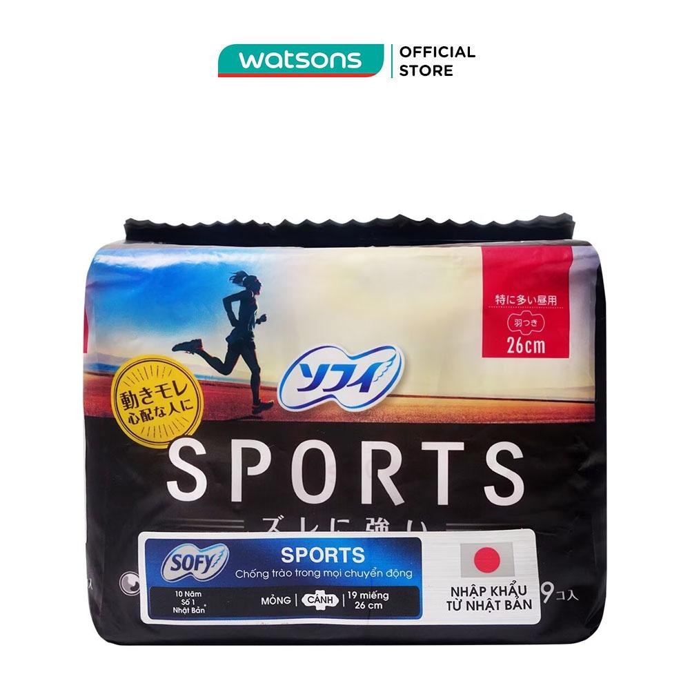 Băng Vệ Sinh Sofy Sports Có Cánh Chống Trào 26cm 19 Miếng