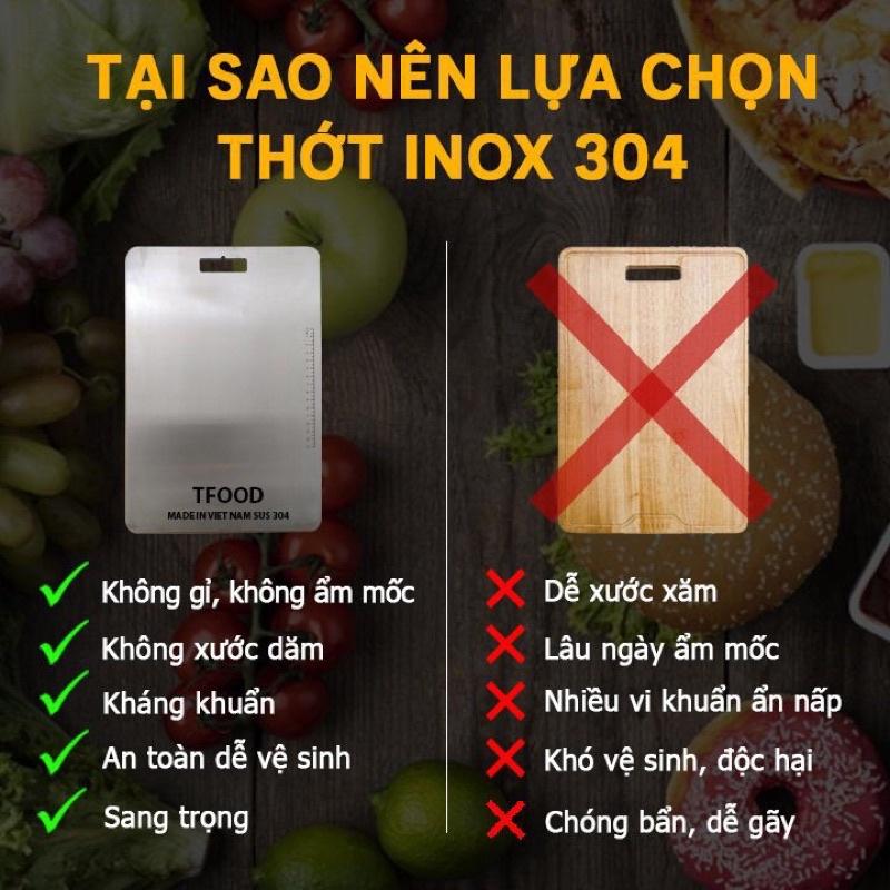 THỚT INOX 304 CỠ LỚN (25x36cm) - KHÁNG KHUẨN - SẠCH SẼ - Chống Ẩm Mốc - Không Xước Dăm - Không Mùn Gỗ