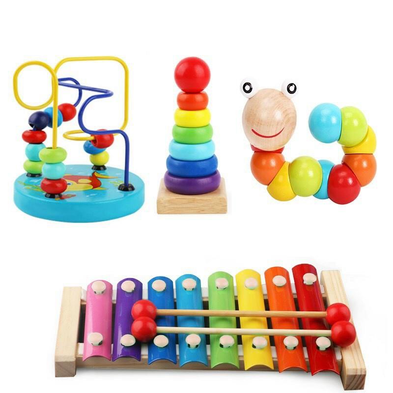 Combo 6 món đồ chơi gỗ cho bé thông minh, phát triển trí tuệ tư duy cho bé từ 1 - 6 tuổi XTRA