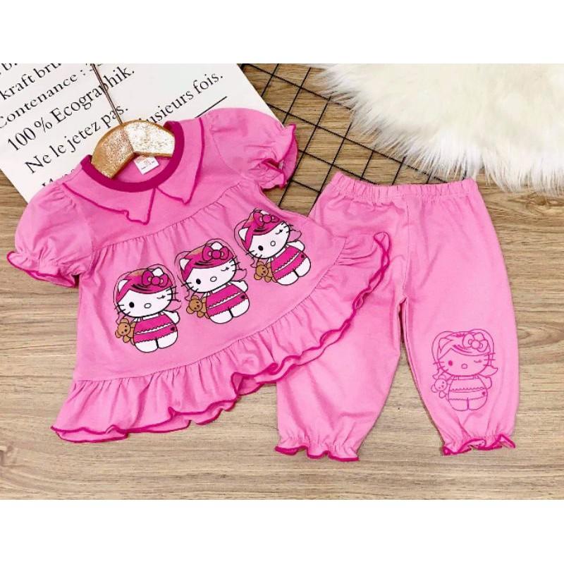 Bộ thun cotton 4c bé gái size đại, đồ mặc nhà bé gái