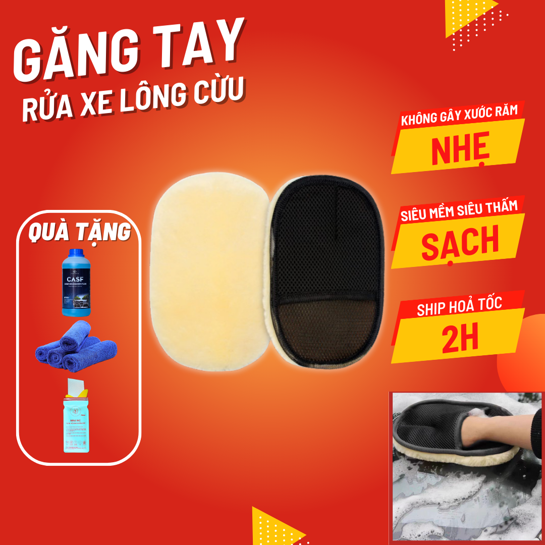 Găng tay rửa xe lông cừu hàng LOẠI 1 - Kích thước 25x15cm - Bao tay rửa xe ô tô xe máy chất liệu nhẹ nhàng giúp việc rửa xe không bị tốn sức