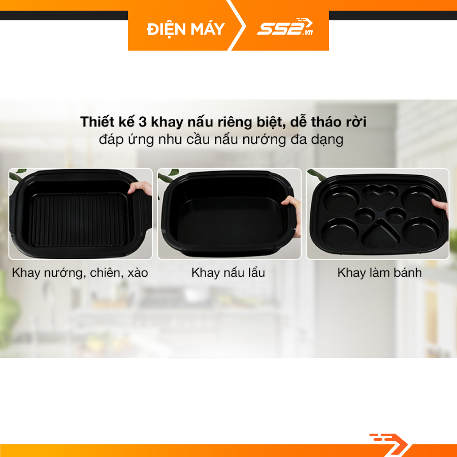 Nồi lẩu nướng đa năng Kalite KL 666, công suất 1300W, dung tích 4L, hàng chính hãng