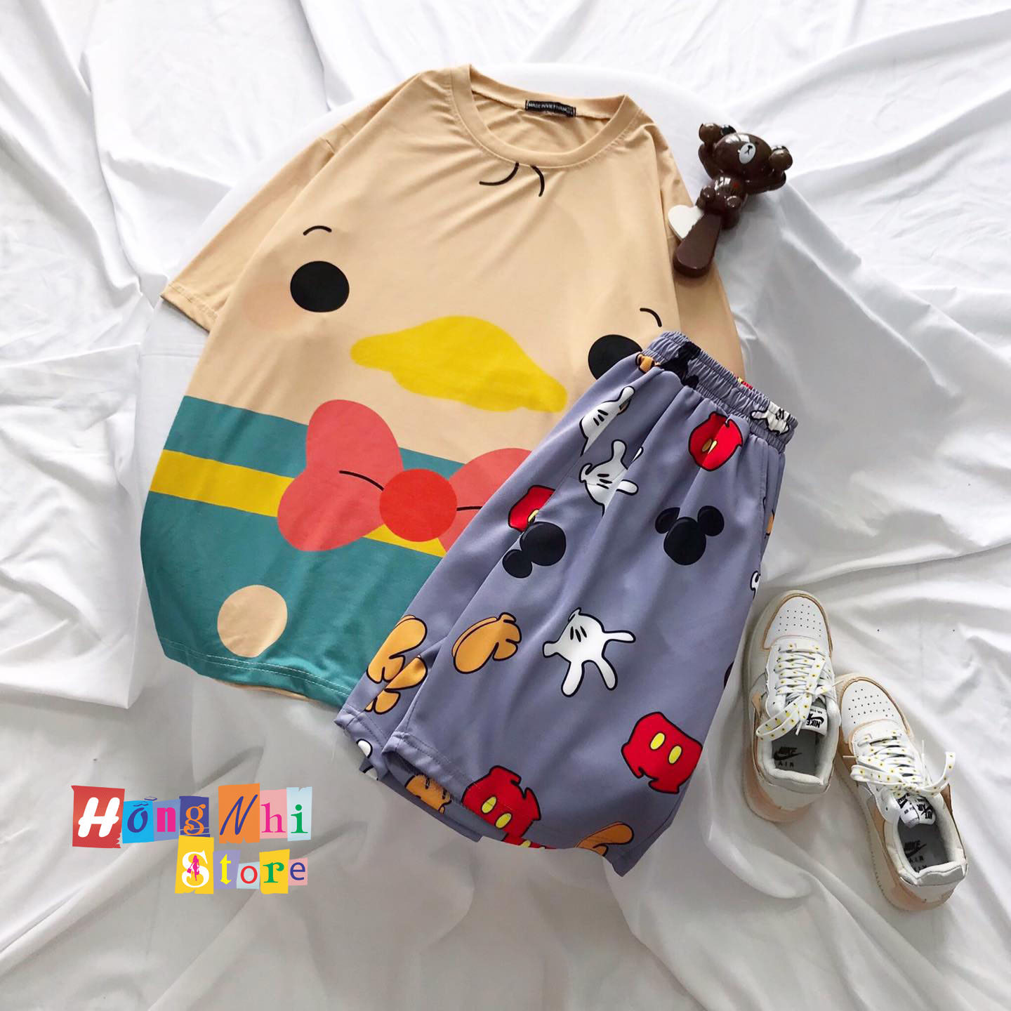 Quần Short Cartoon Unisex Quần Xám - Quần Đùi Hoạt Hình Siêu Cute - MM