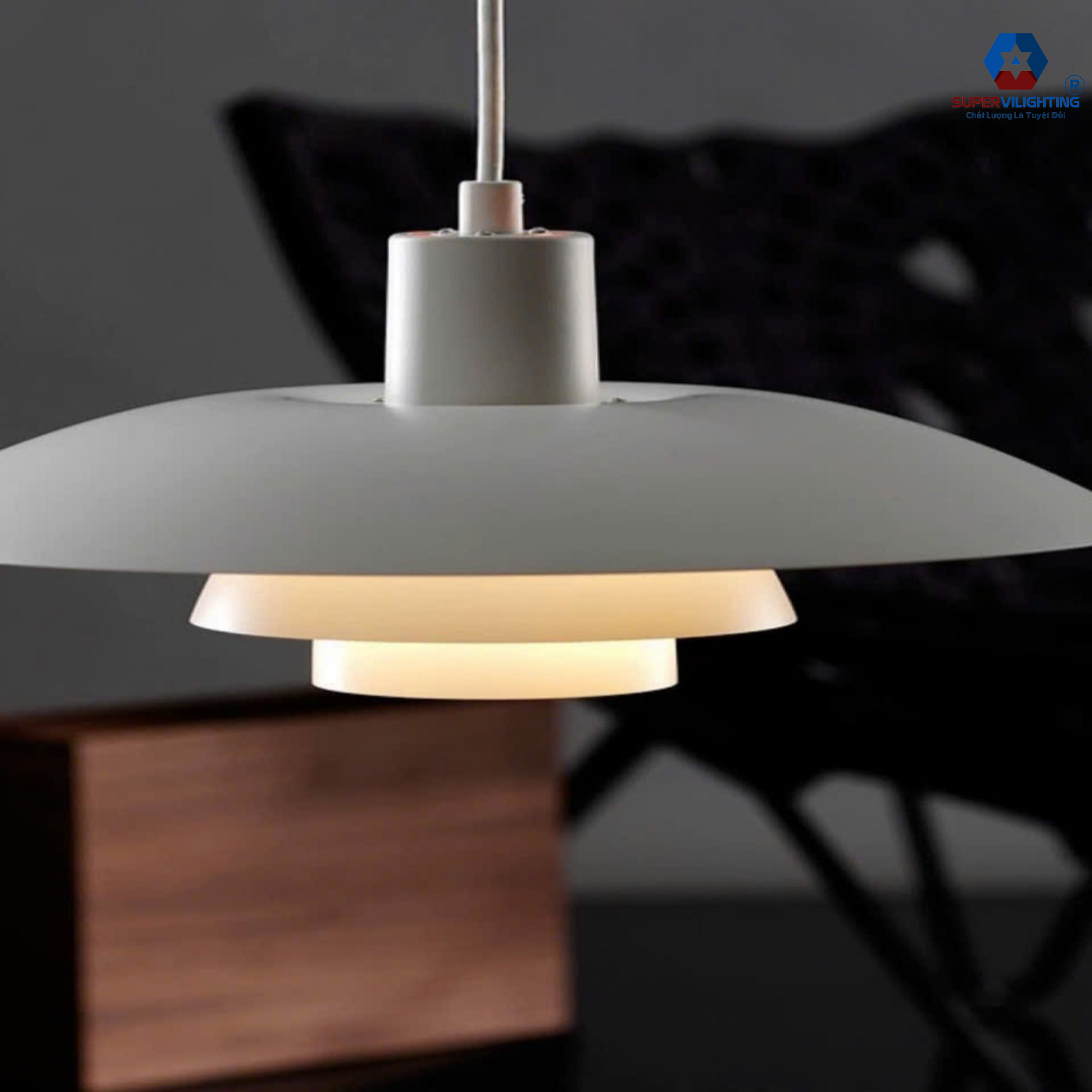 Đèn treo thả trần nhà phòng khách bàn ăn quán phong cách hiện đại 3 lớp màu trắng bảo hành 24 tháng