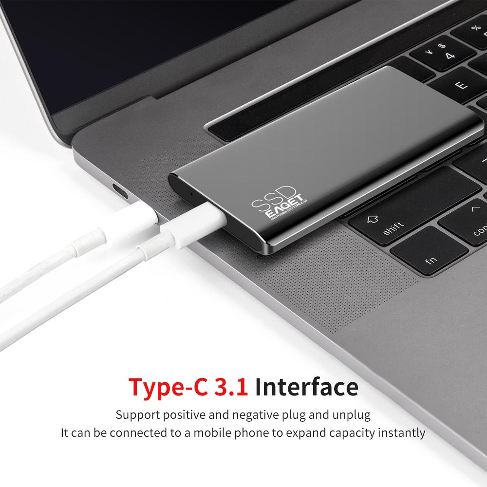 EAGET M1 Portable SSD Type-C USB3.1 512GB Portable Solid State Drive High Speed Metal Portable SSD