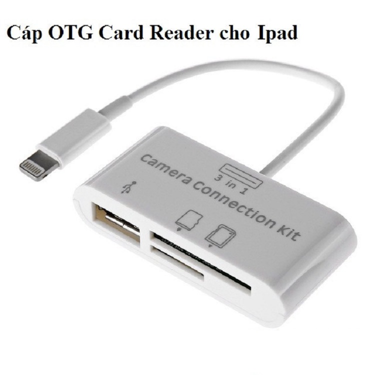 Cáp OTG Lightning hỗ trợ đọc thẻ nhớ cho Ipad