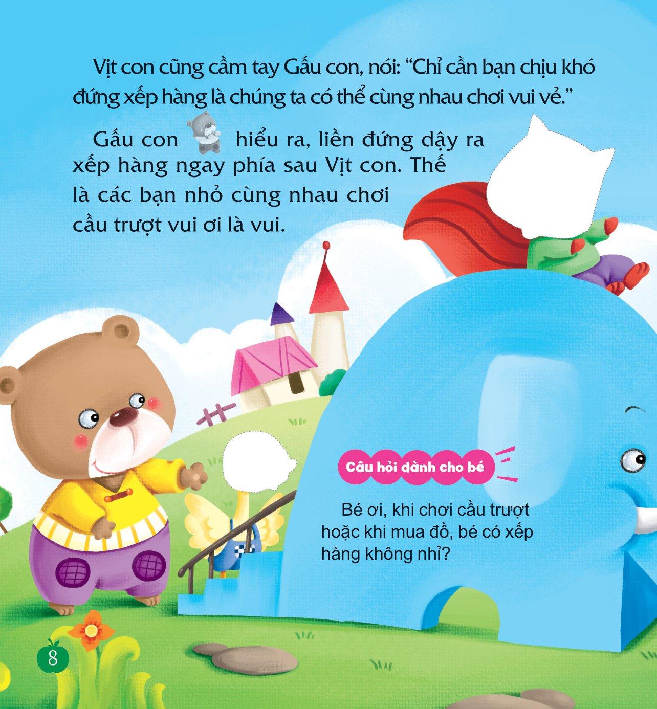 Sách Dán Hình Dạy Trẻ Thói Quen Tốt - Tớ Biết Xếp Hàng Ngay Ngắn