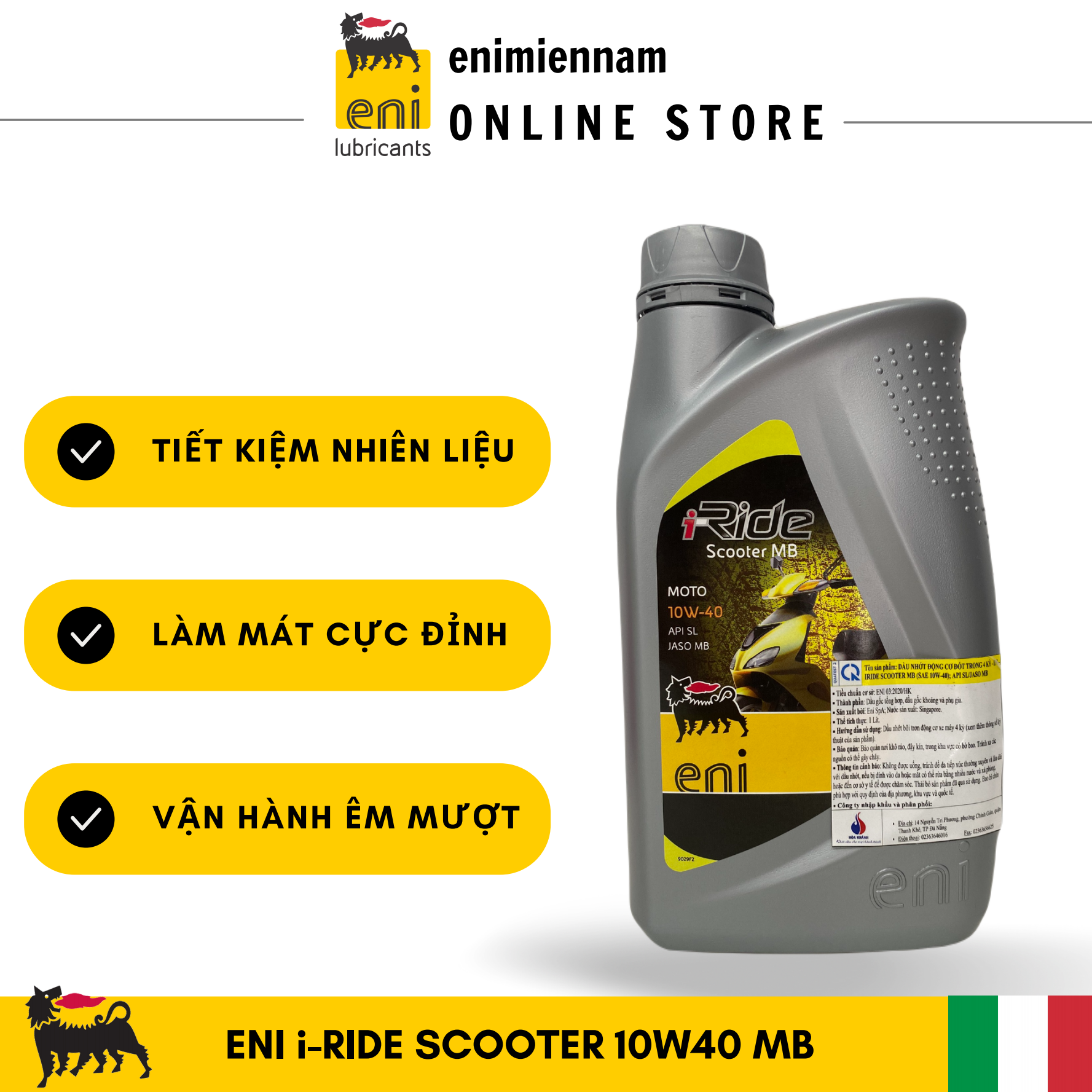 Nhớt Eni I-Ride Scooter 10W40 xe ga 0.8L
