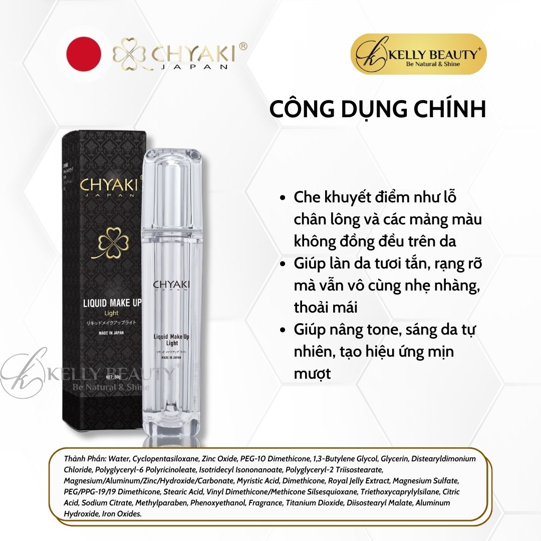 Kem Che Khuyết Điểm Chống Nắng Chyaki Liquid Make Up Light | Kelly Beauty