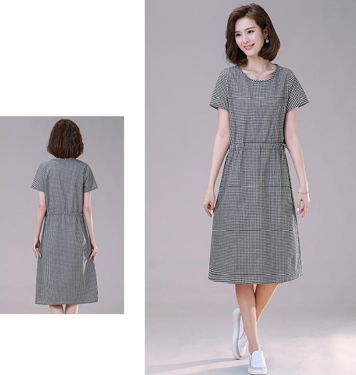 ĐẦM SUÔNG CARO THẮT EO - DS112
