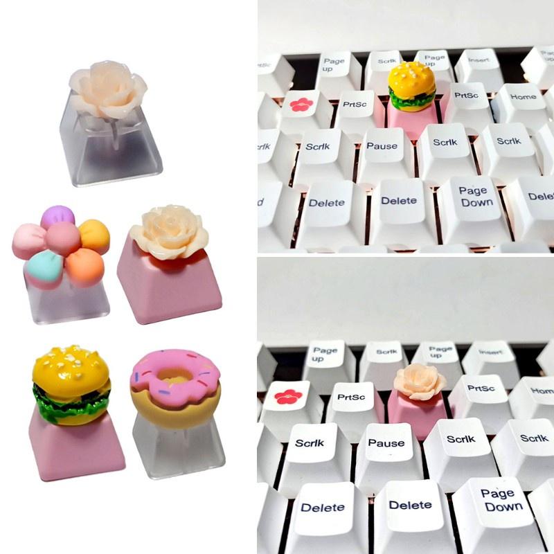 HSV Keycap Games Backlit Creative DIY Keycap Flower Hamburger Donuts for Mechanical Keyboards R4 Height Cherry Mx Axis