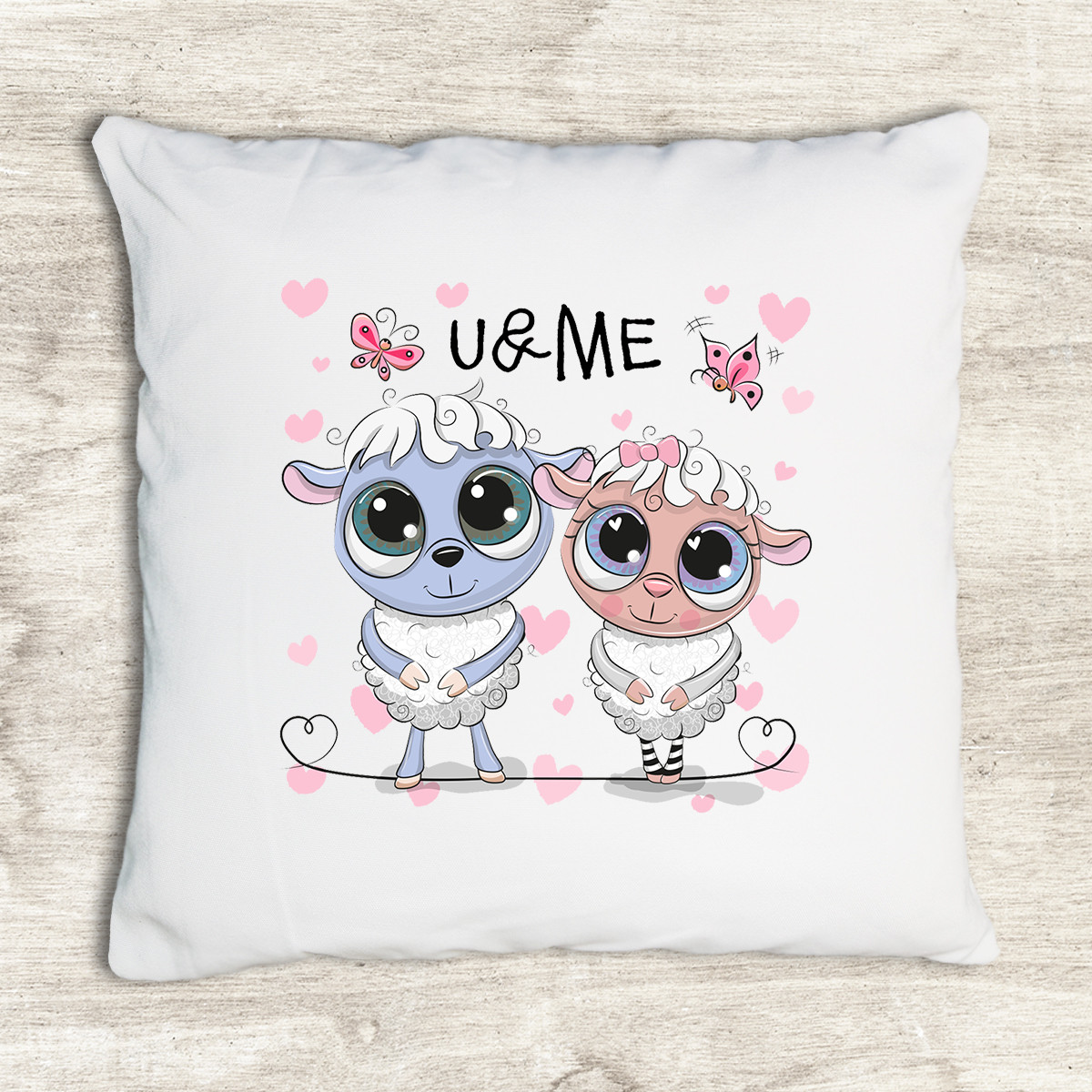 Gối tựa lưng trang trí vải canvas in hình two cute cartoon sheep on G458