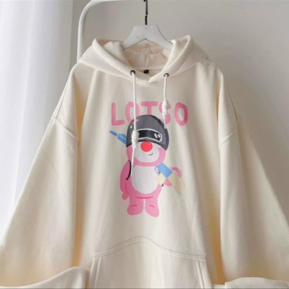 Áo hoodie in Gấu LOTSO chất vải mềm mịn mặc quanh năm