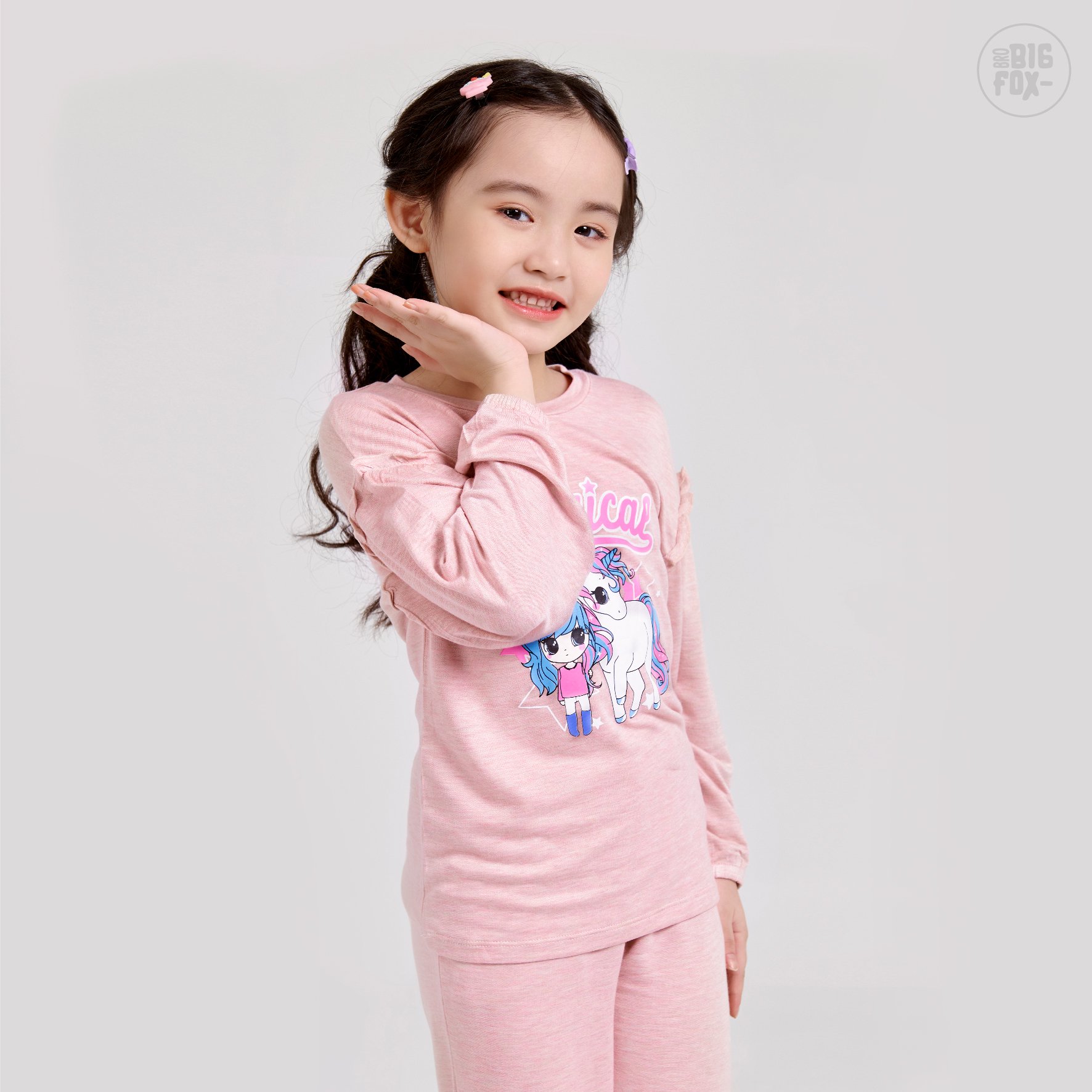 Bộ dài tay bé gái BIGFOX - MISS MEOW size đại, bộ thu đông cho bé phong cách Hàn Quốc in cô gái ngựa MAGICAL 11 - 38 kg